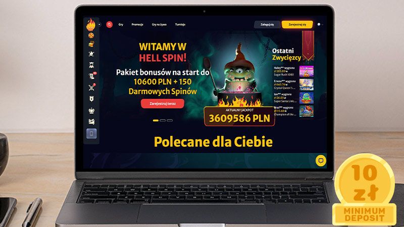 Hellspin Kasyno na ekranie laptopa