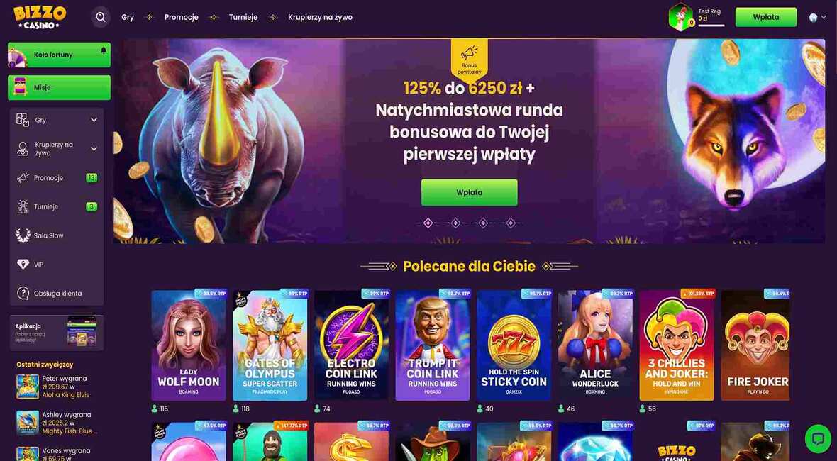 Strona główna kasyna Bizzo