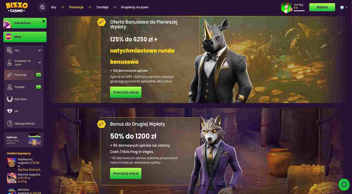 Bizzo kasyno bonusy