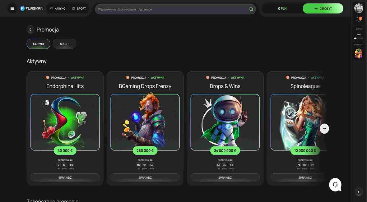 Flagman kasyno bonusy