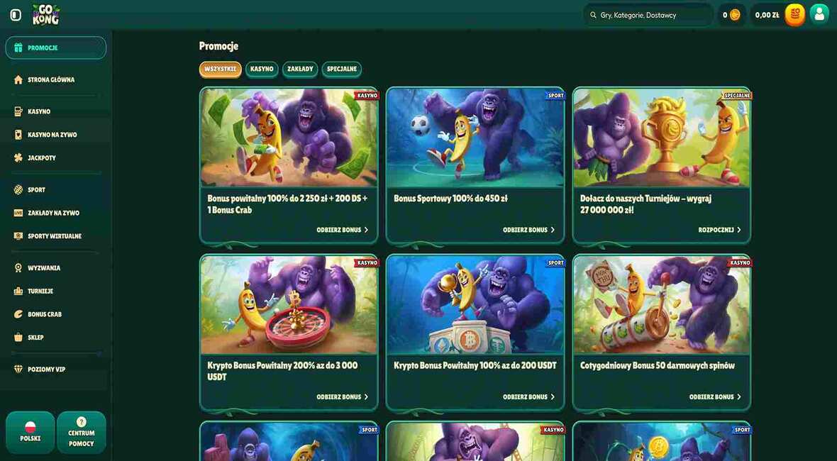 GoKong kasyno bonusy