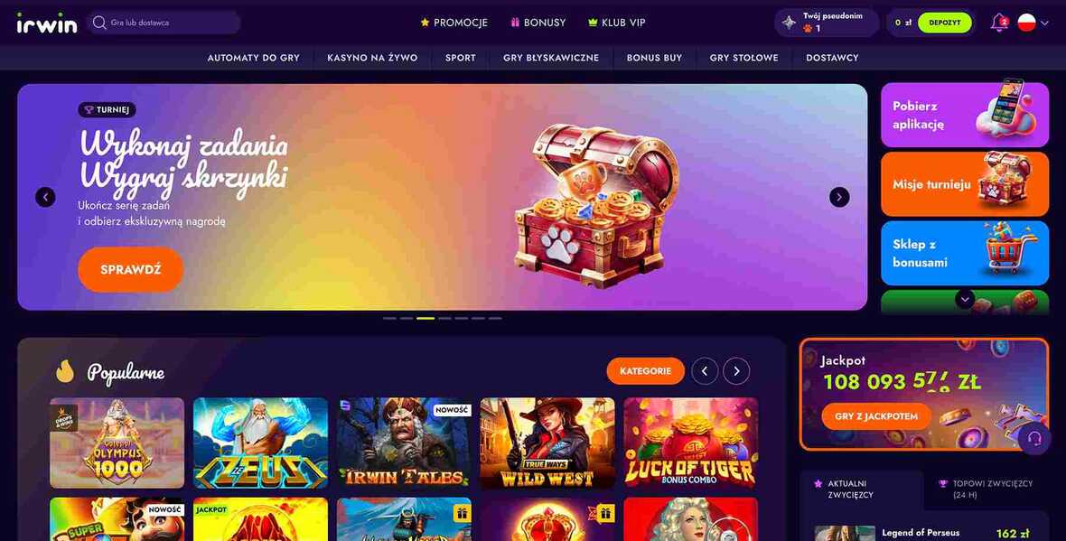 Strona główna kasyna Irwin