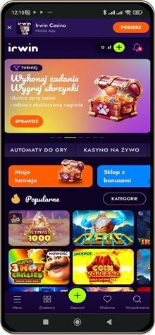 Irwin kasyno wersja mobilna