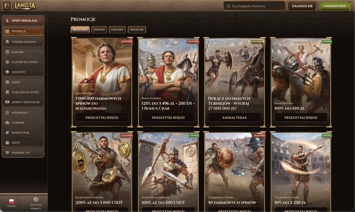 Lanista kasyno bonusy