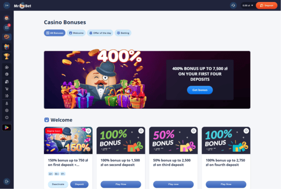 Mr Bet kasyno bonusy