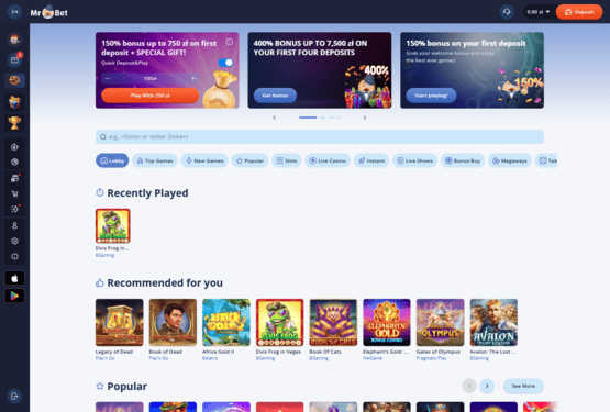 Strona główna kasyna Mr Bet