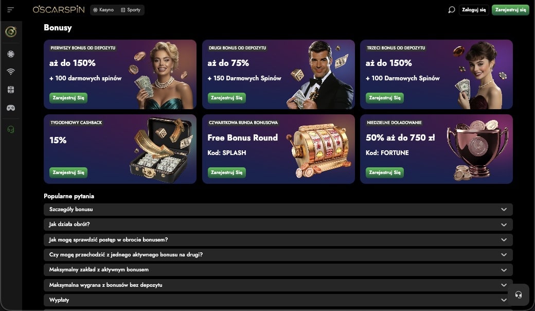 Oscarspin kasyno bonusy