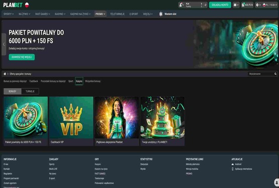 Planbet kasyno bonusy