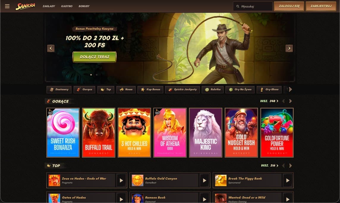 Strona główna kasyna Sankra