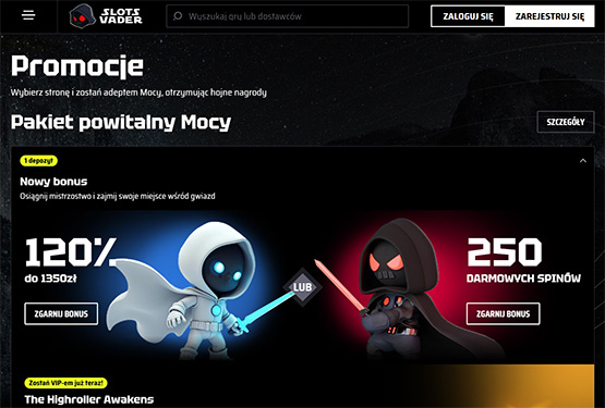 SlotsVader kasyno bonusy