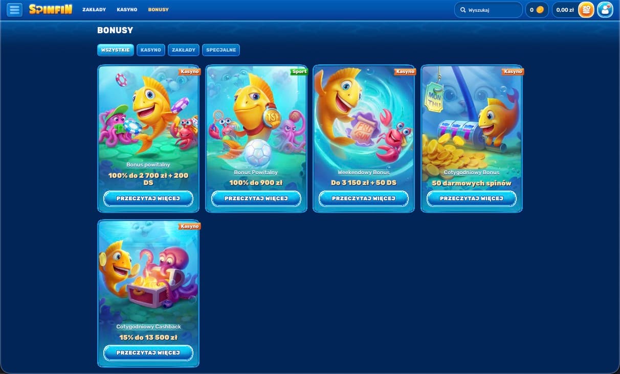 Spinfin kasyno bonusy
