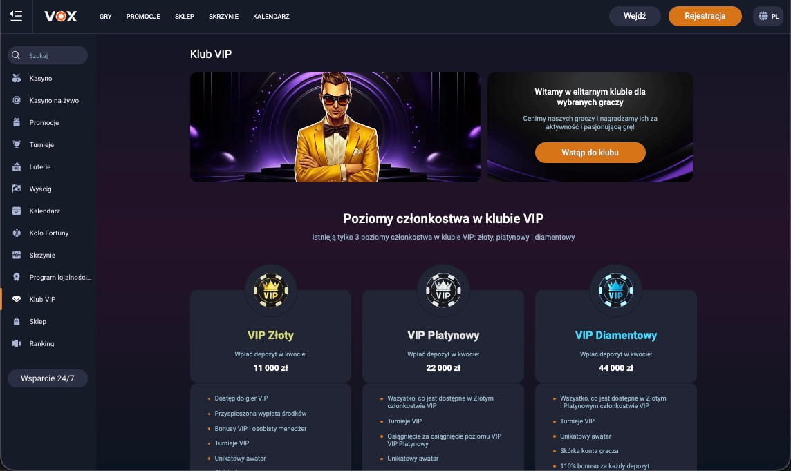 Program VIP w kasynie Voxcasino