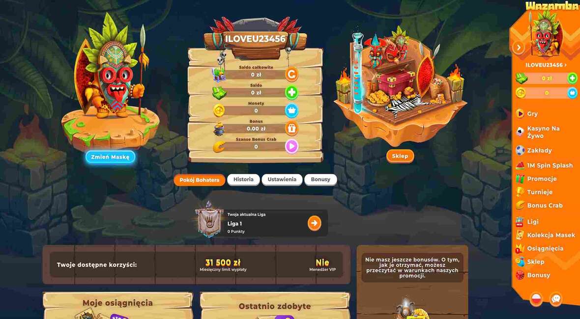 Strona główna kasyna Wazamba