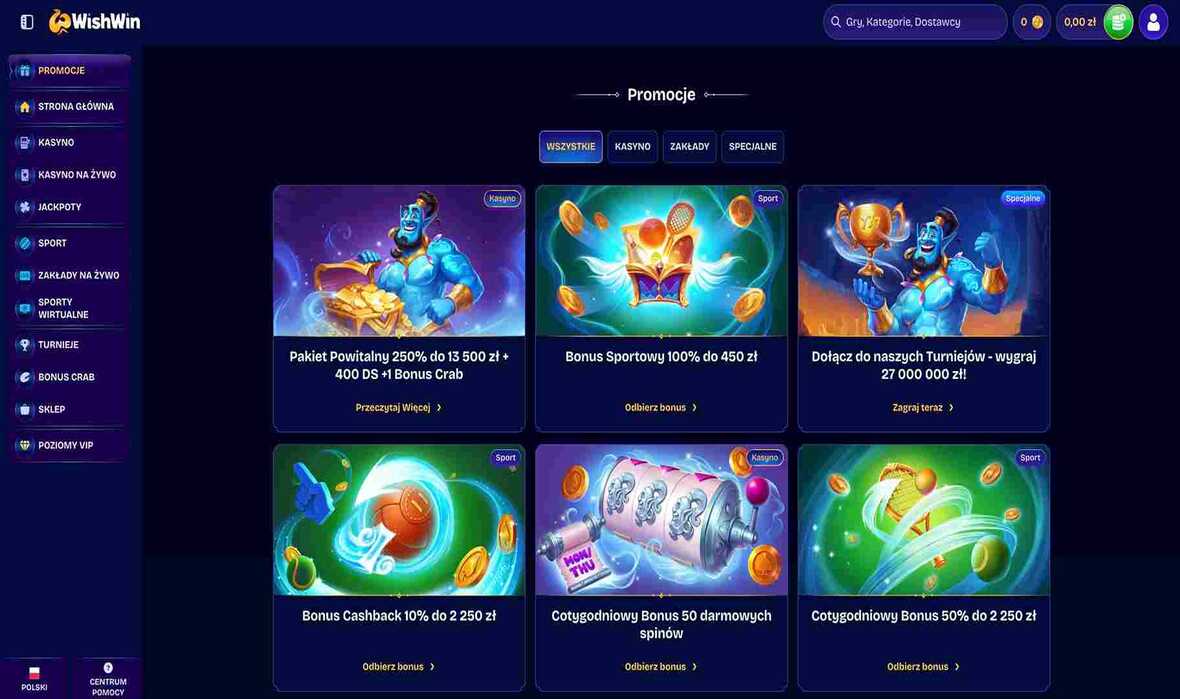 WishWin kasyno bonusy