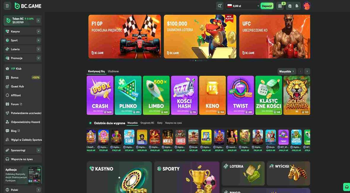 Strona główna kasyna BC.Game