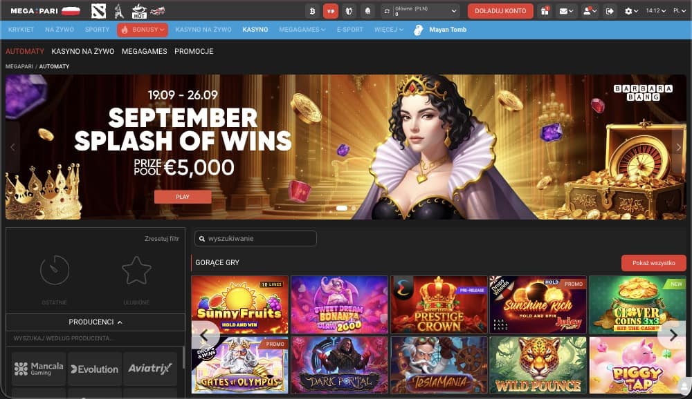 Strona główna kasyna Megapari