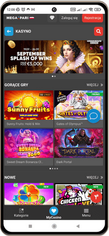 Megapari kasyno wersja mobilna