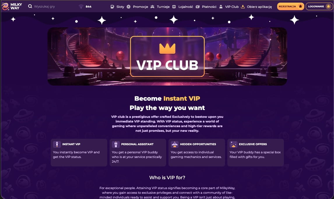 MilkyWay kasyno VIP