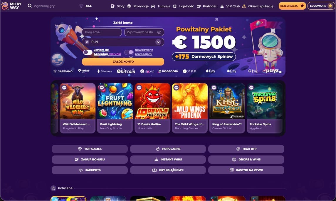 Strona główna kasyna MilkyWay