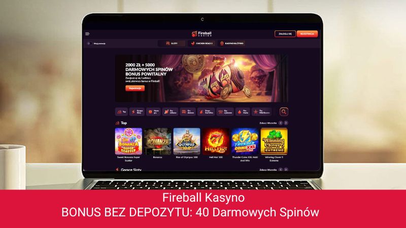 Fireball Casino na ekranie komputera