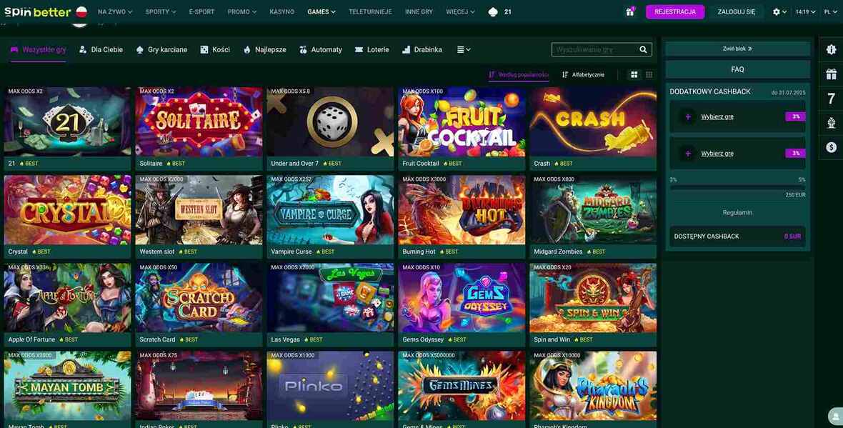 SpinBetter kasyno sloty