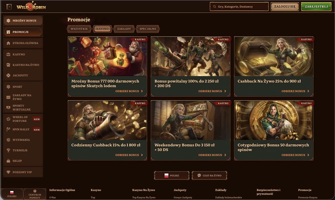 Wild Robin kasyno bonusy