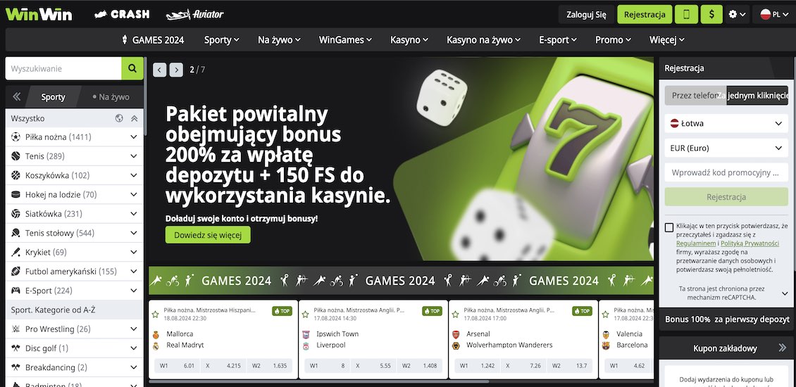 Strona główna kasyna Winwin.Bet