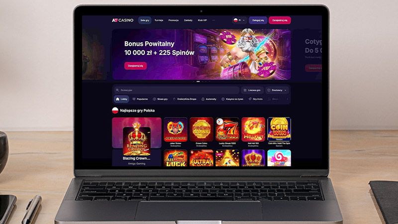 Strona główna NV casino na ekranie komputera