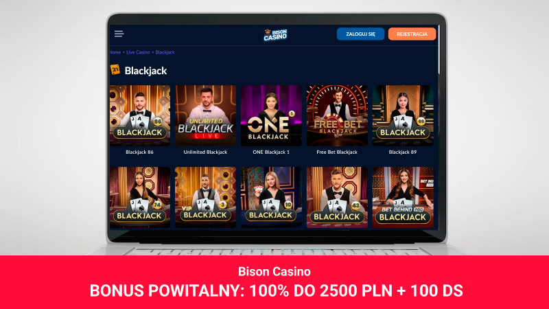 Bison Casino na ekranie laptopa