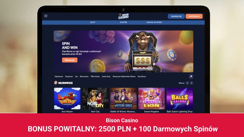 Kasyno Bison na ekranie komputera