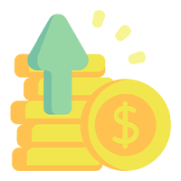 Pieniądze i strzałka idą w górę