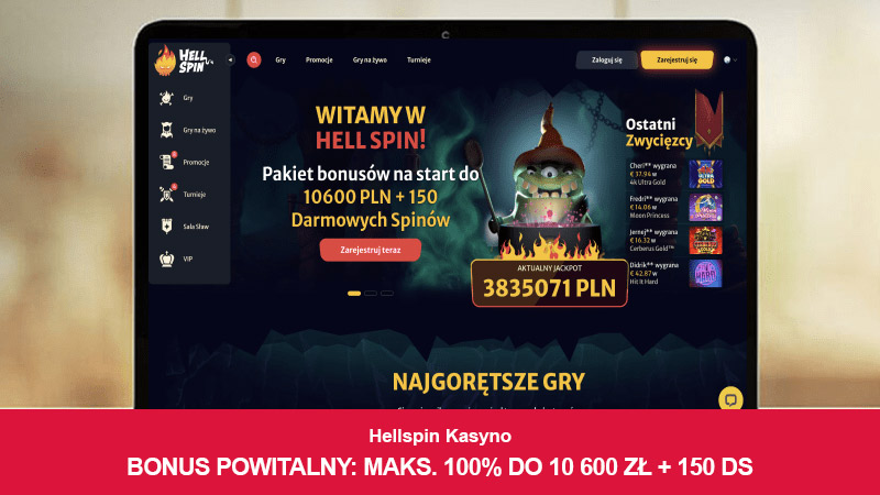 HellSpin Kasyno na ekranie komputera