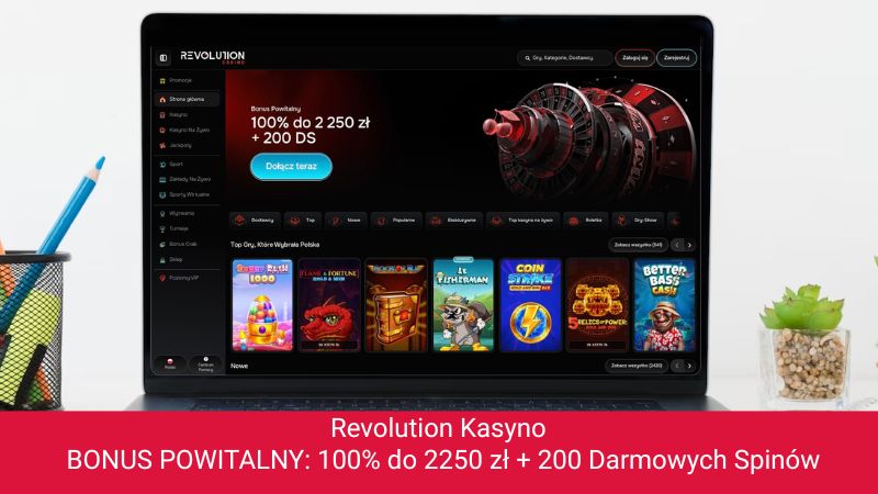 Revolution Casino na ekranie komputera