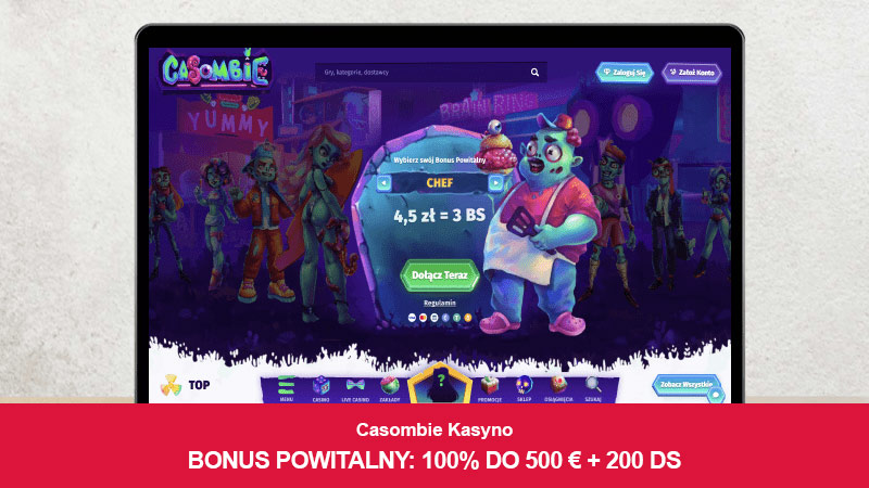 Casombie Kasyno na ekranie komputera