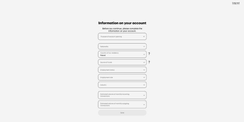 Informacje o koncie Payz