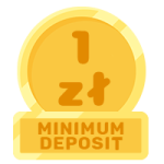 złota moneta przedstawiająca minimalny depozyt w kasynie o wartości 1zł