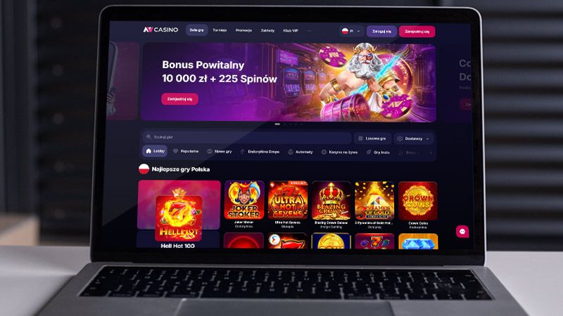 Strona główna kasyna NV Casino na ekranie komputera