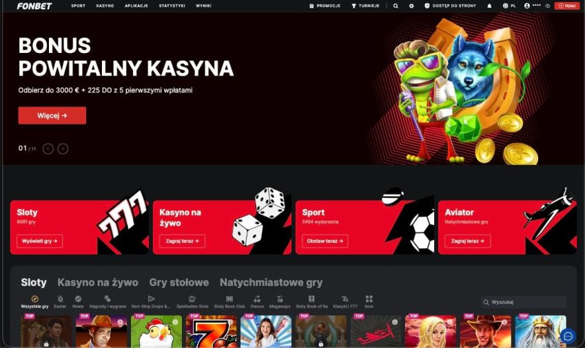 Strona gł&oacute;wna kasyna Fonbet Casino