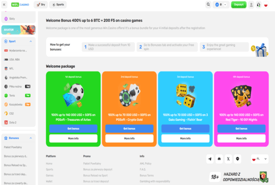 Oferta bonusowa kasyna Vegasino